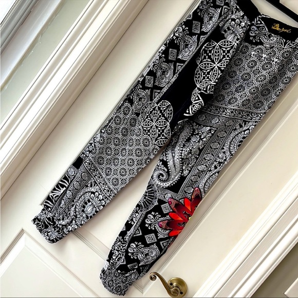 Desigual Woven Print Trousers Pants - Picture 5 of 8